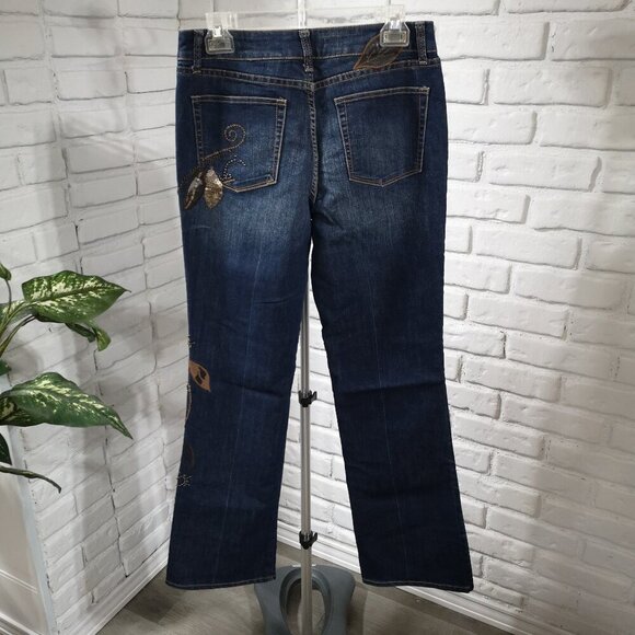 Coldwater Creek Ladies Size 6 Dark Wash with Embellishments Blue Jeans - Picture 2 of 15